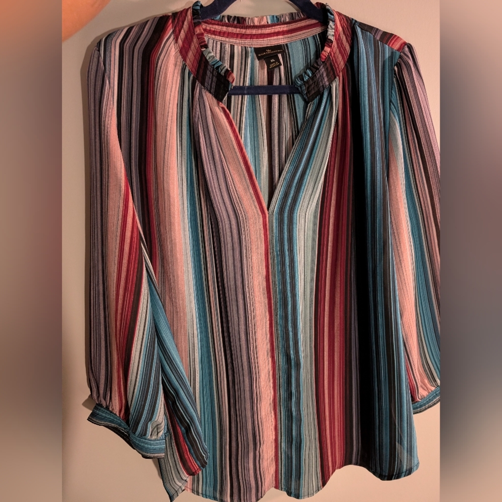 Worthington Vibrant Striped Blouse